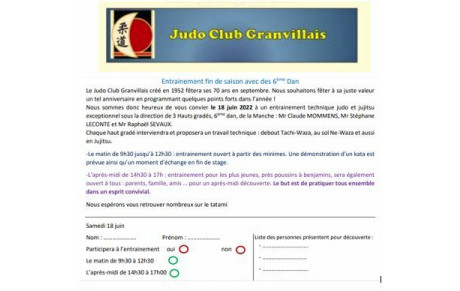 Chers Licencié(e)s - Invitation Journée Exceptionnelle  le 18 Juin prochain - Entrainement de fin  de saison avec participation de hauts gradés du département  